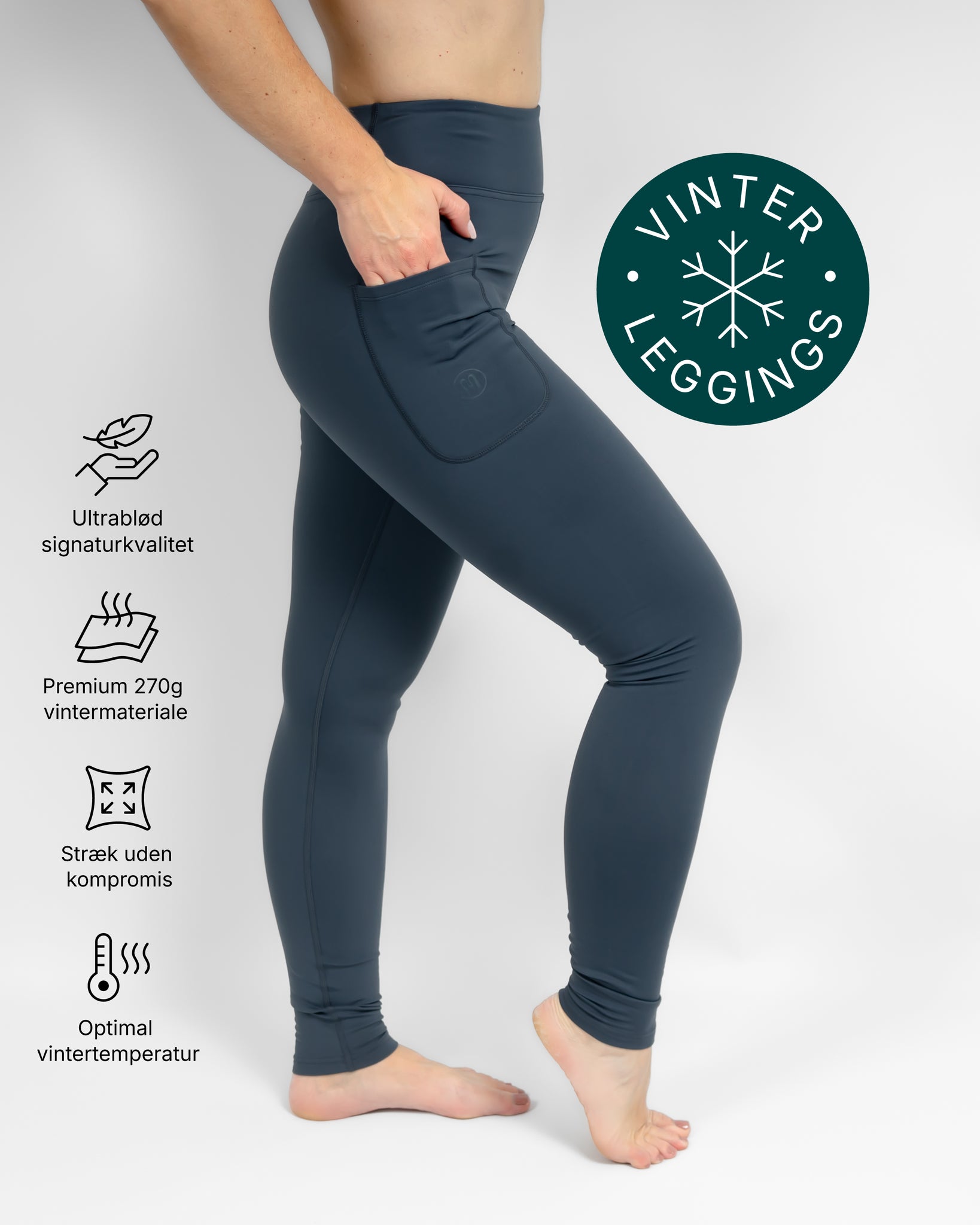 Aya Dusty Blue Winter Leggings - Huabo