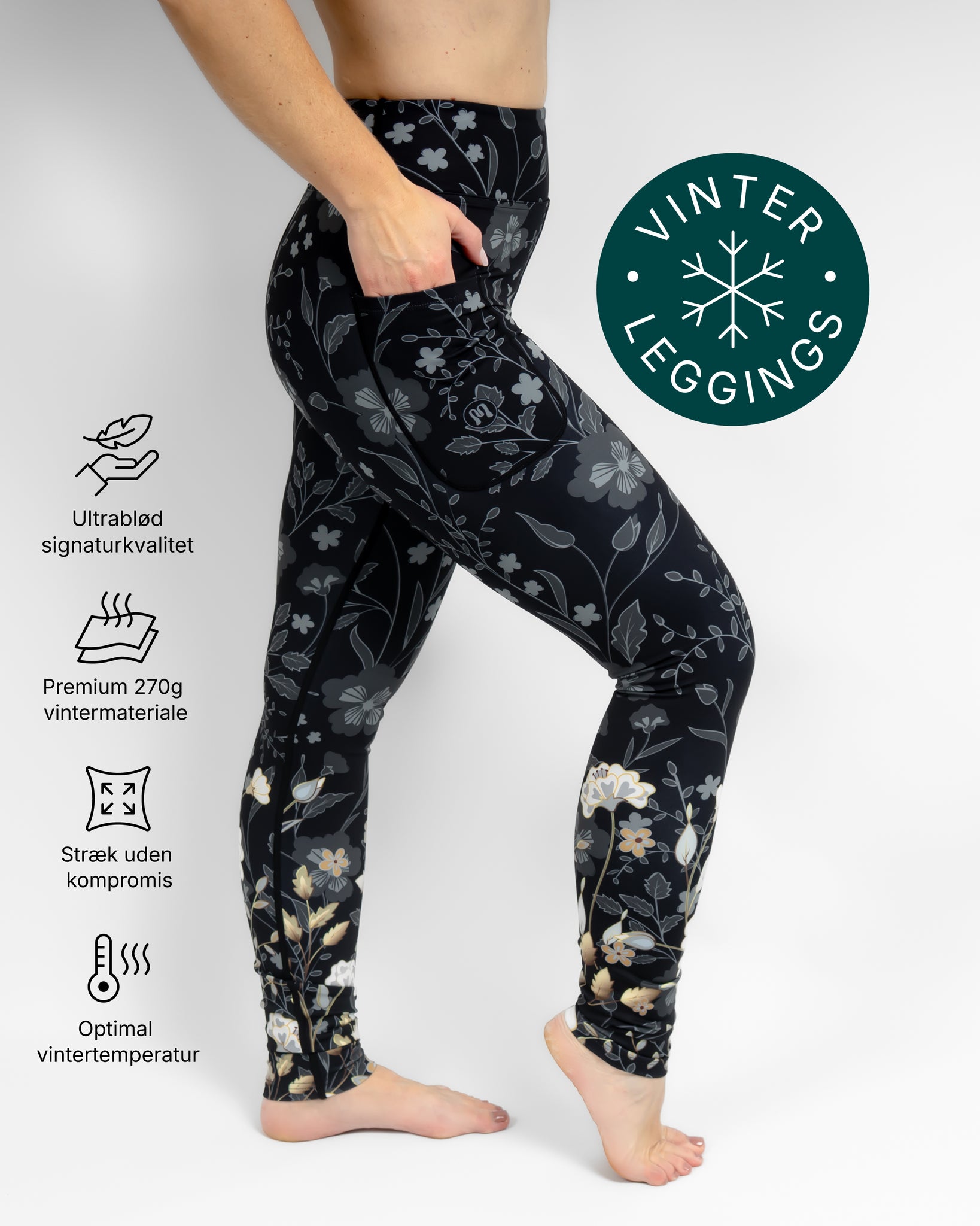 Aya Elegant Floral Winter Leggings - Huabo