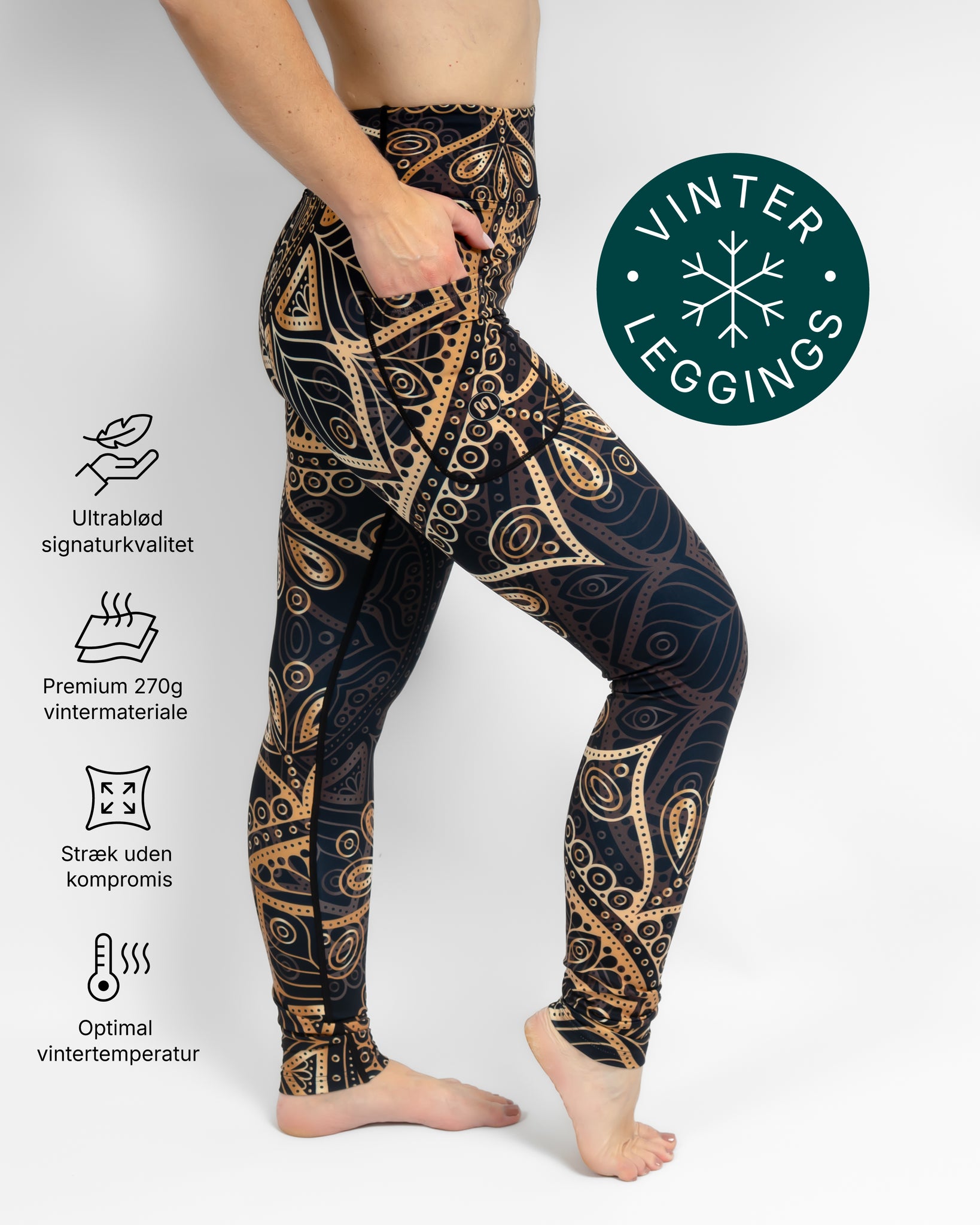 Aya Golden Mandala Winter Leggings - Huabo
