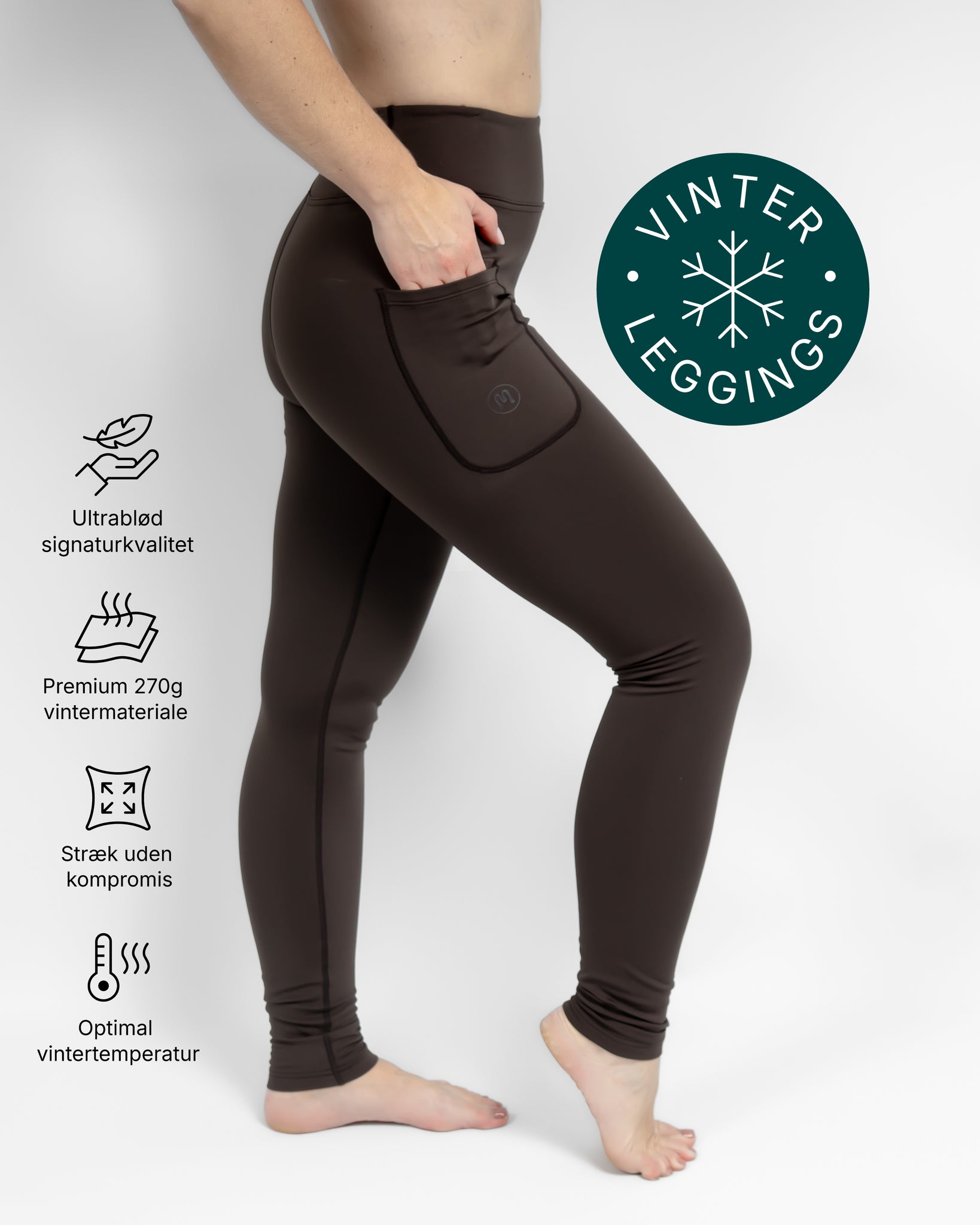 Aya Mocha Brown Winter Leggings - Huabo