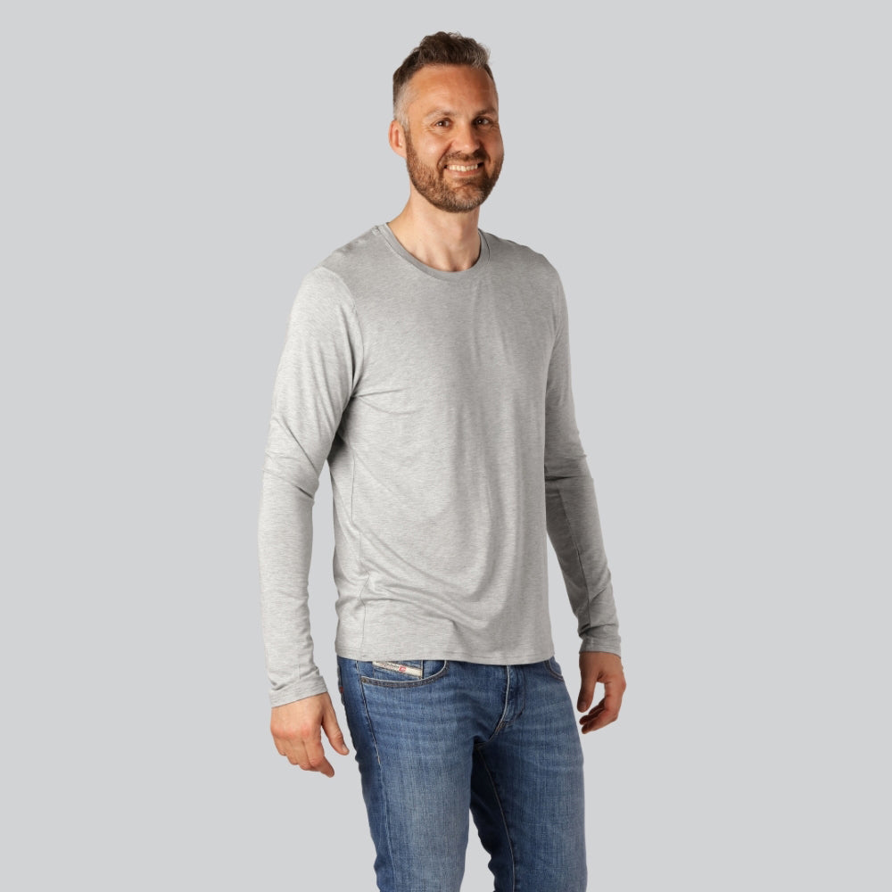 Bambus langærmet t-shirt i lysegrå til mænd - Bambuni