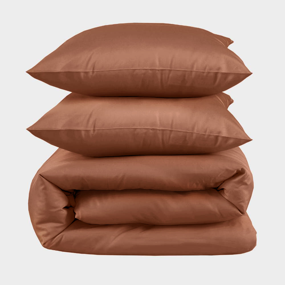 Bambus sengetøj i brændt orange 200x220 - Bambuni