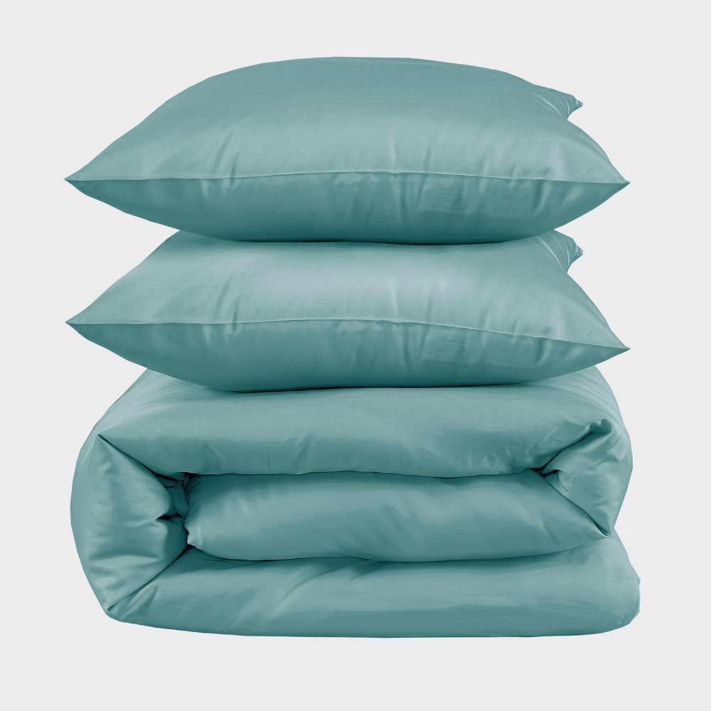 Bambus kingsize sengetøj i havblå 240x220 - Bambuni