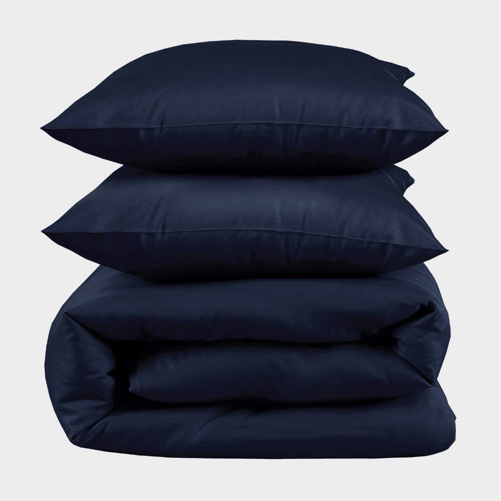 Bambus sengetøj navy blå 200x200 - Bambuni