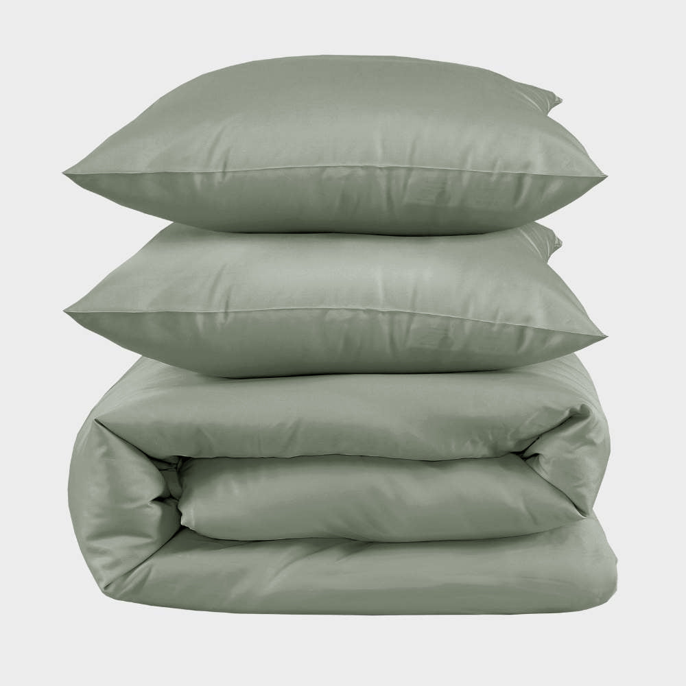 Bambus kingsize sengetøj i oliven 240x220 - Bambuni