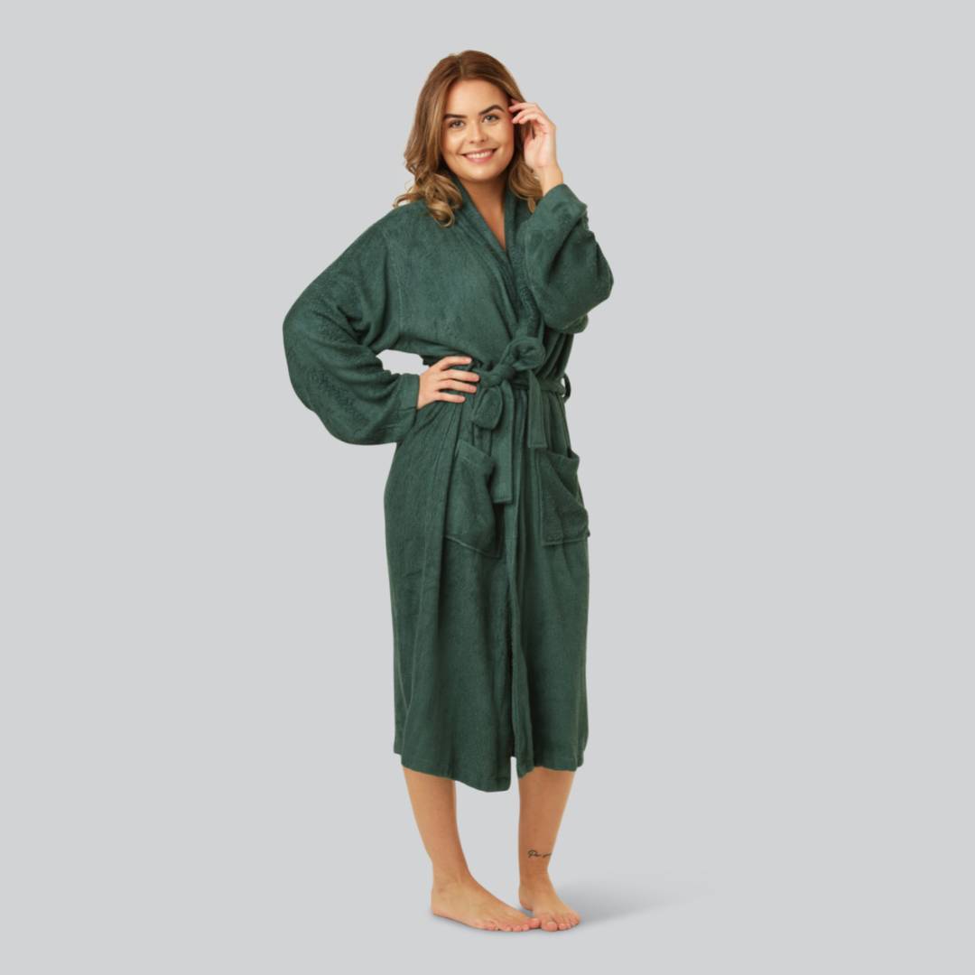 Bambus morgenkåbe i grøn til kvinder - Bambuni
