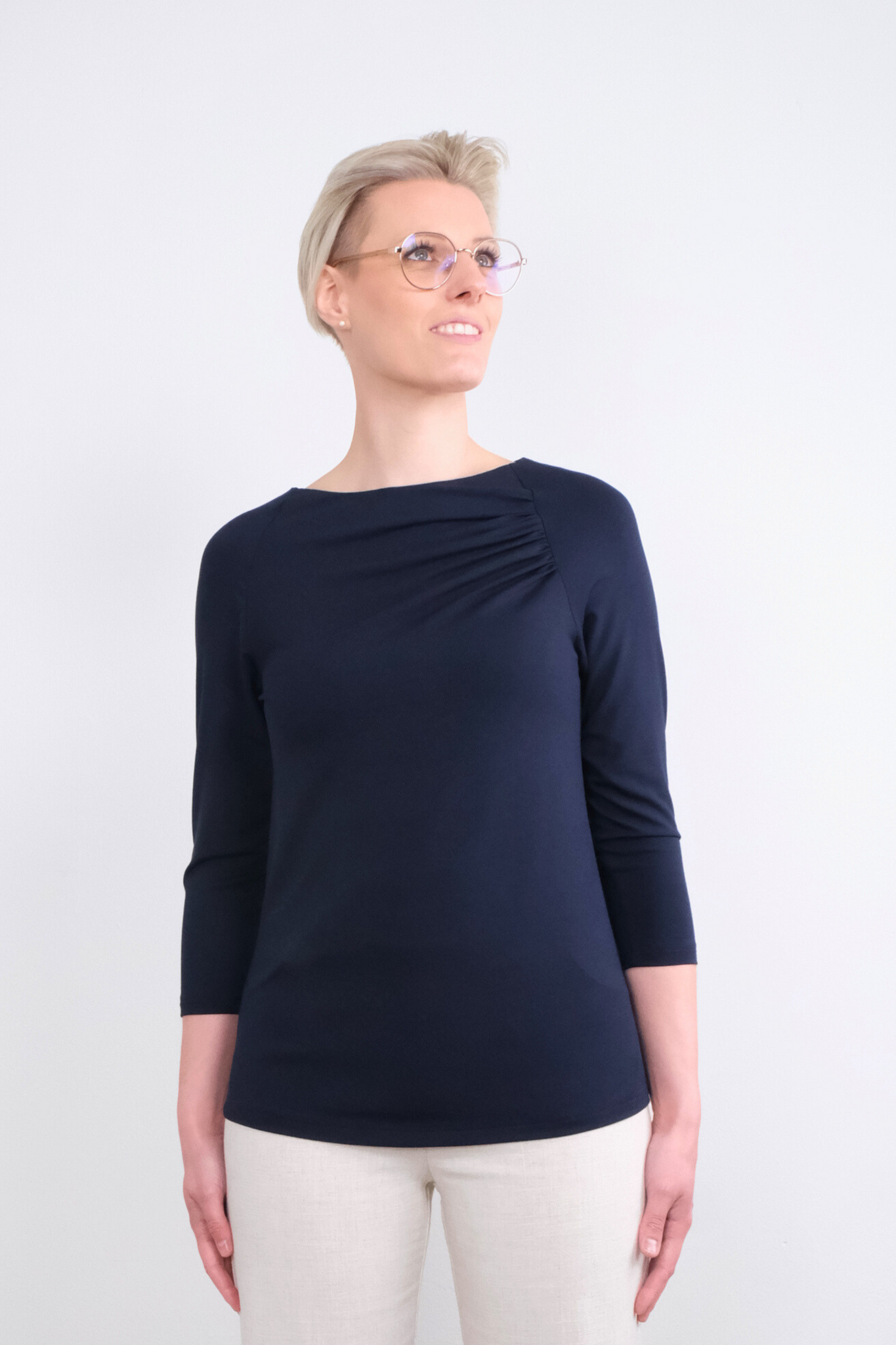 Bambus Bluse mørkeblå - PAROL