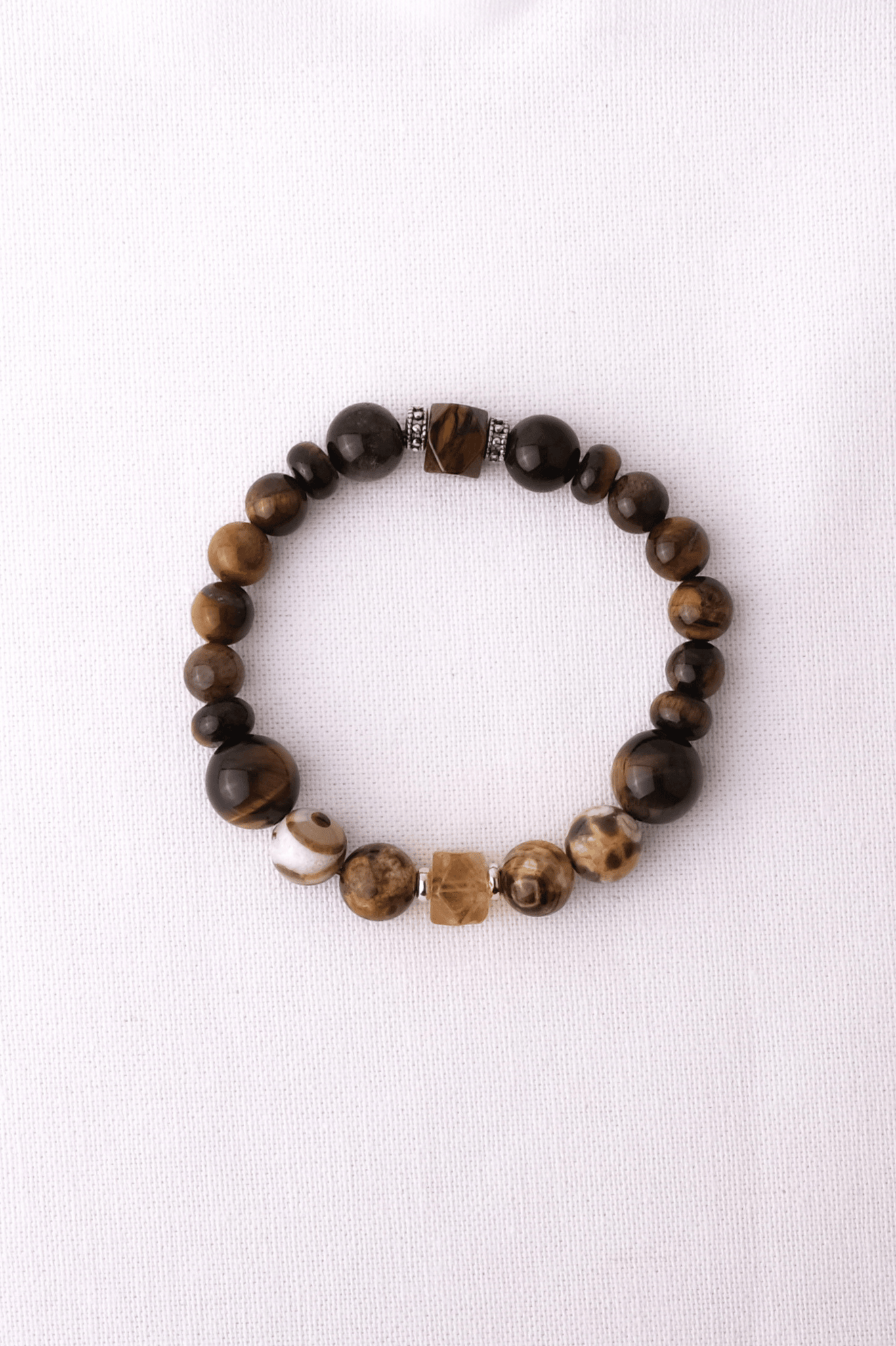 SAVANNE - Armbånd med leopard jaspis, tigerøje, obsidian, citrin og 925 sterling sølv - PAROL