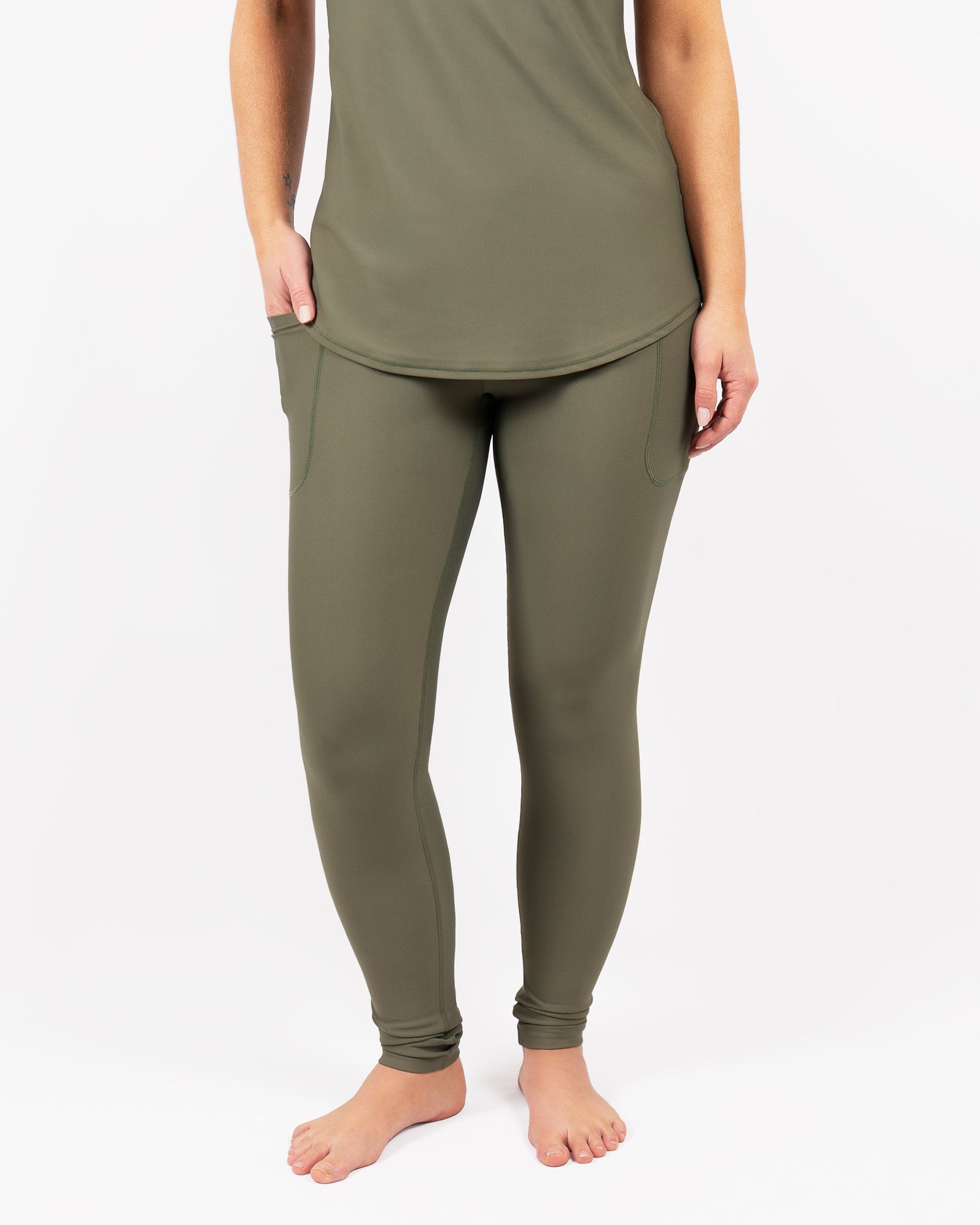 Signature Dusty Green Leggings - Huabo
