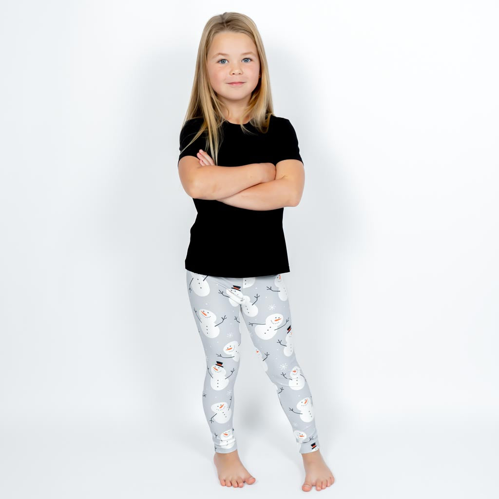 Grey Snowman Kids Leggings - Shanghai Neil