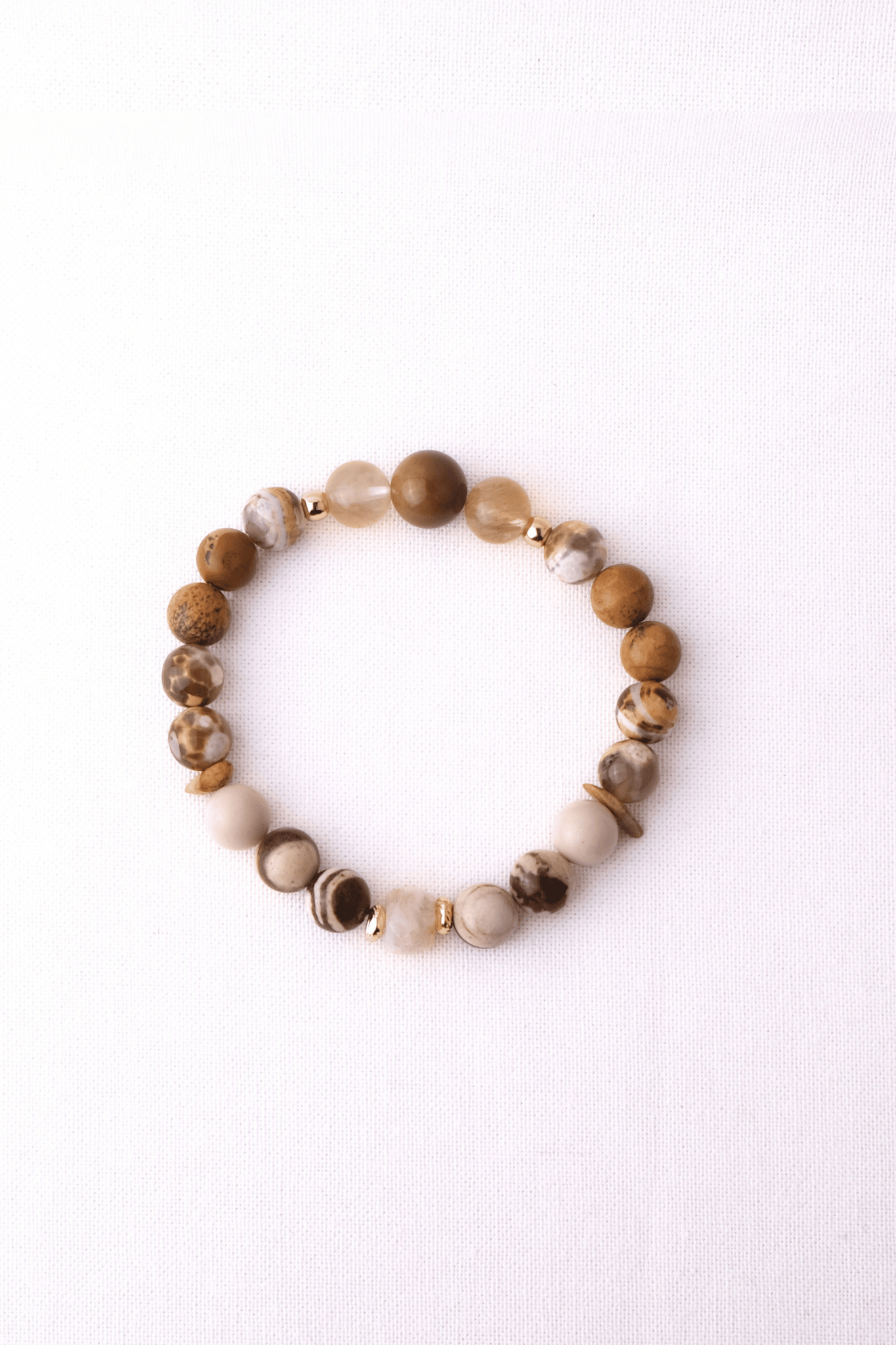 SAVANNE - Armbånd med citrin, indisk agat, fossil, leopard jaspis, zebra jaspis og 18K forgyldt messing - PAROL