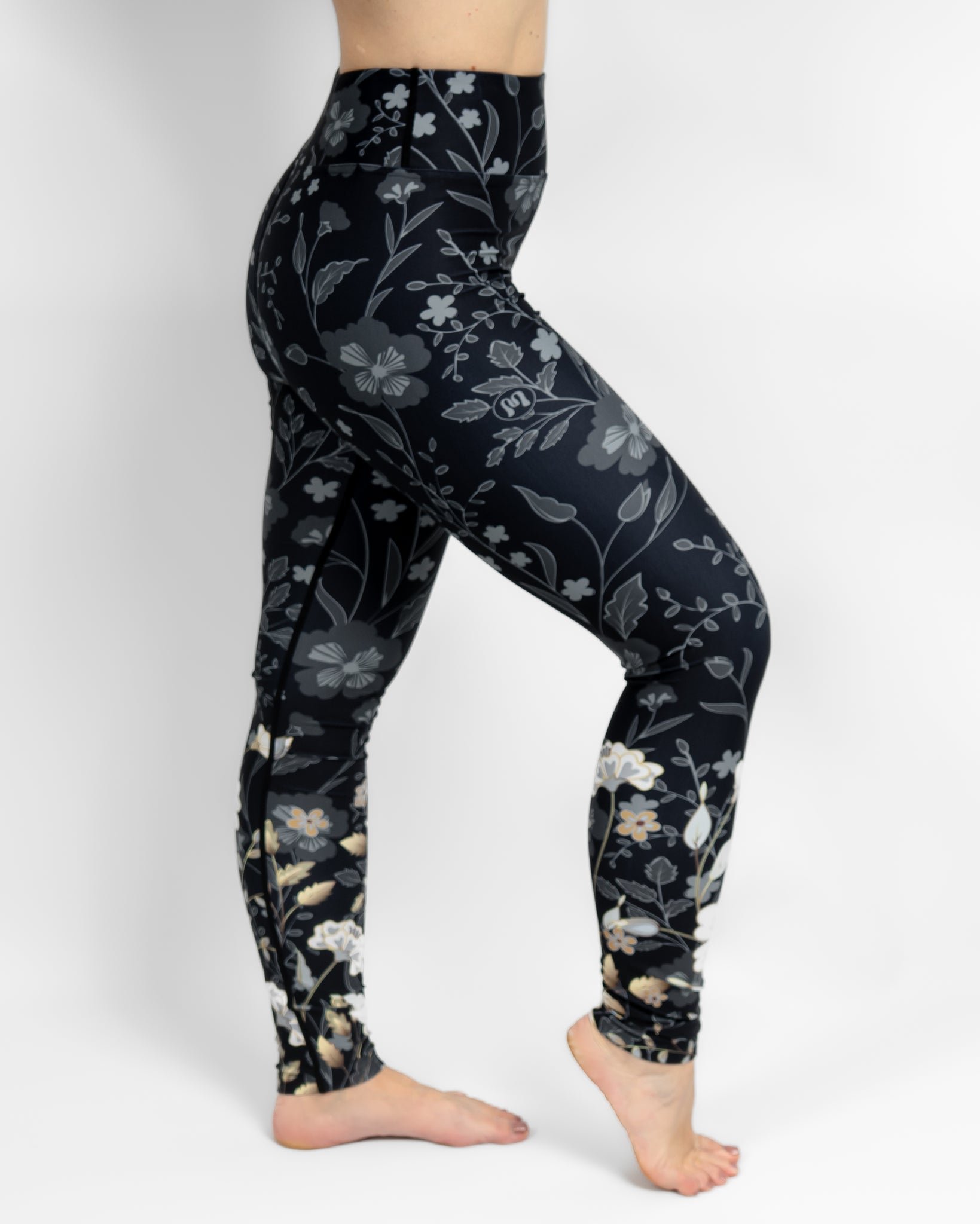 Hope Elegant Floral Leggings Without Pockets - Huabo