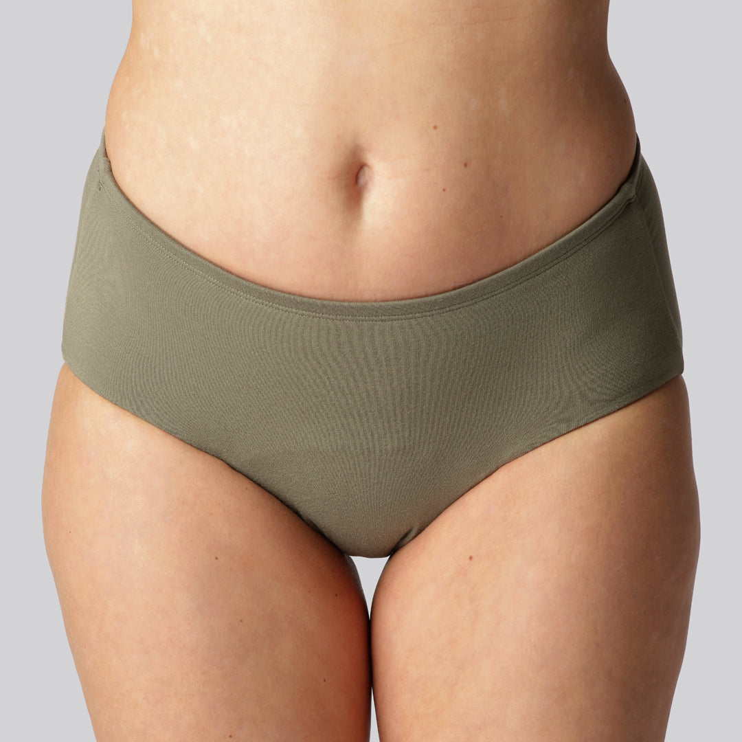 Bambus inkontinens trusse i oliven til kvinder - Bambuni