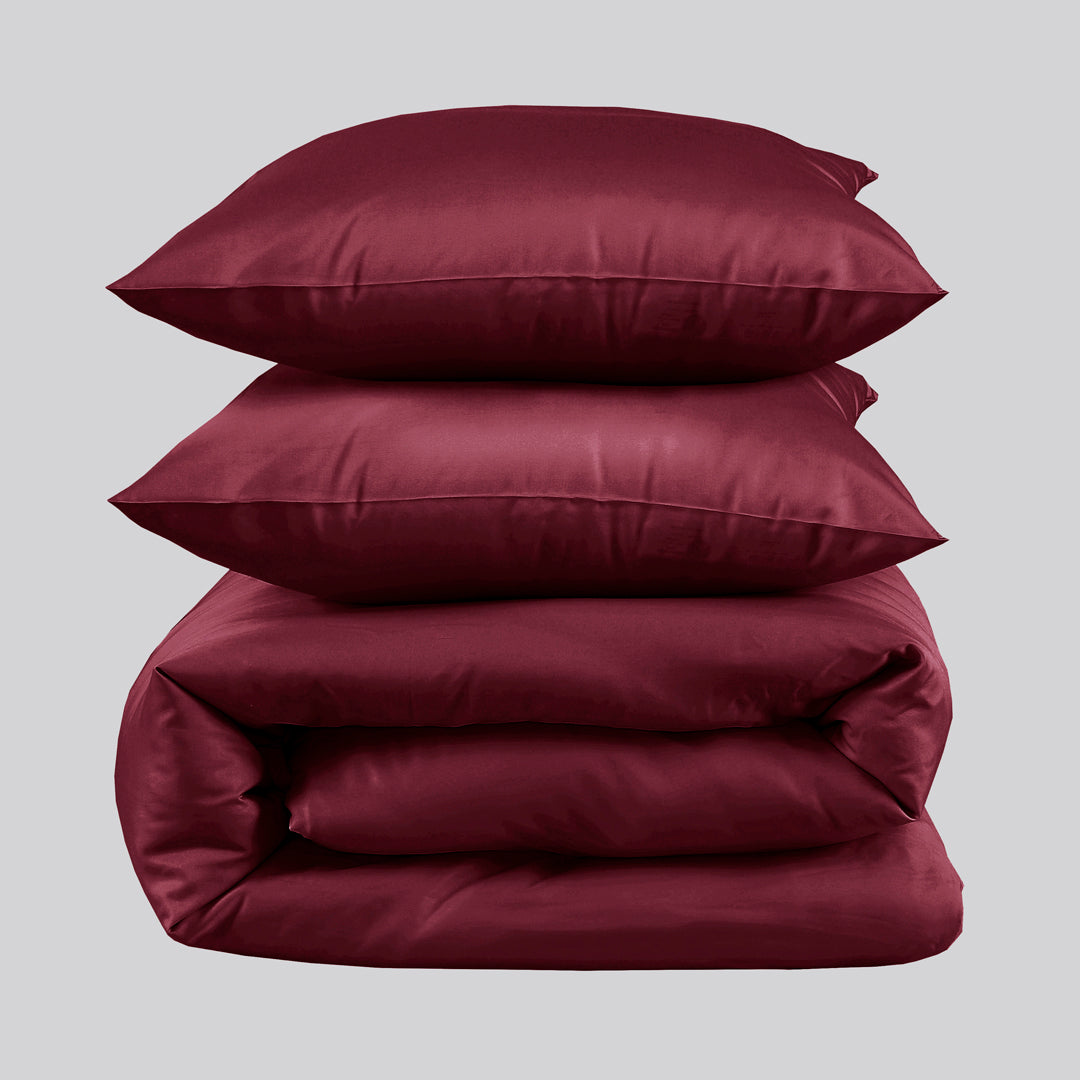 Bambus sengetøj bordeaux 240x220 - Bambuni