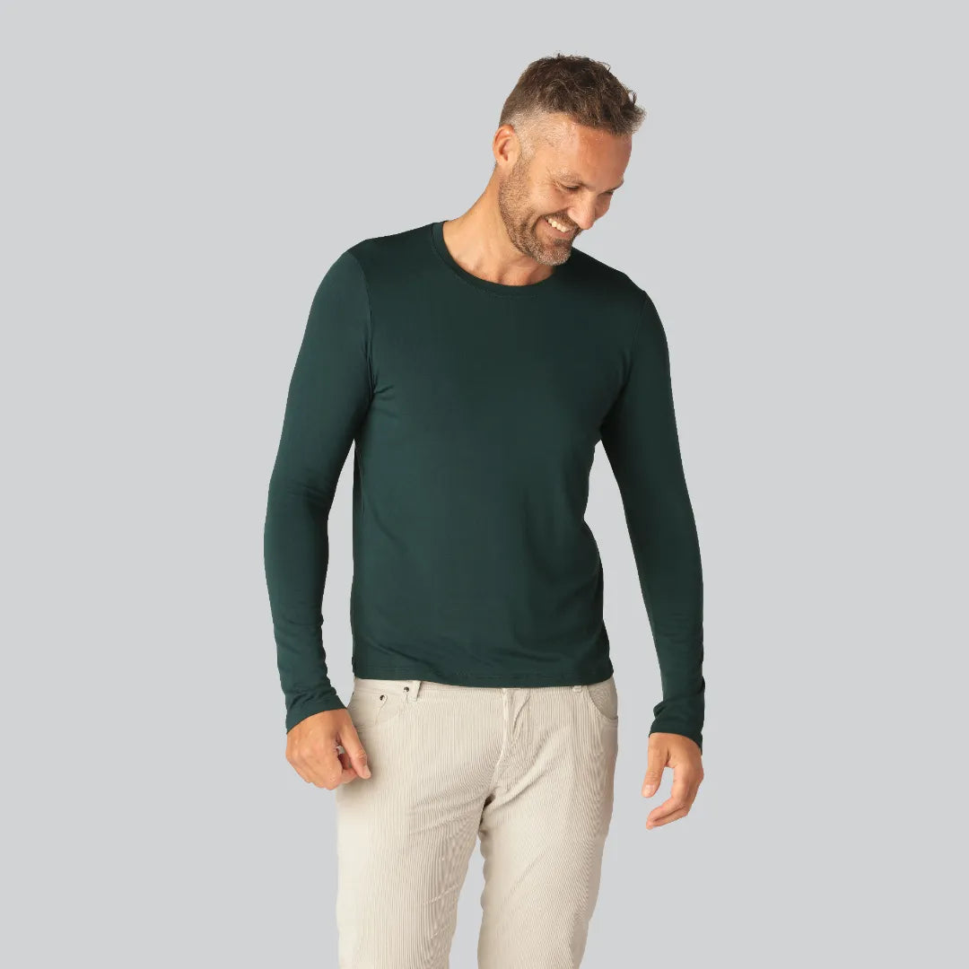 Bambus langærmet t-shirt i grøn til mænd - Bambuni