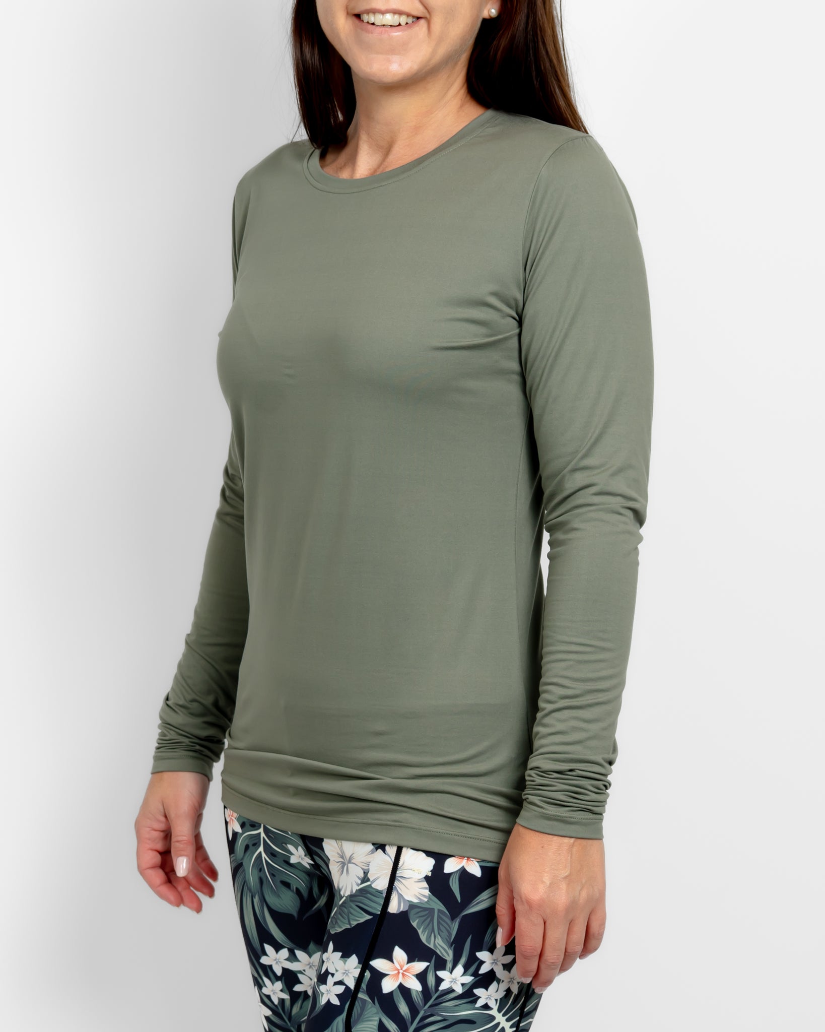 Mira Fitted Dusty Green Long-Sleeve - Huabo