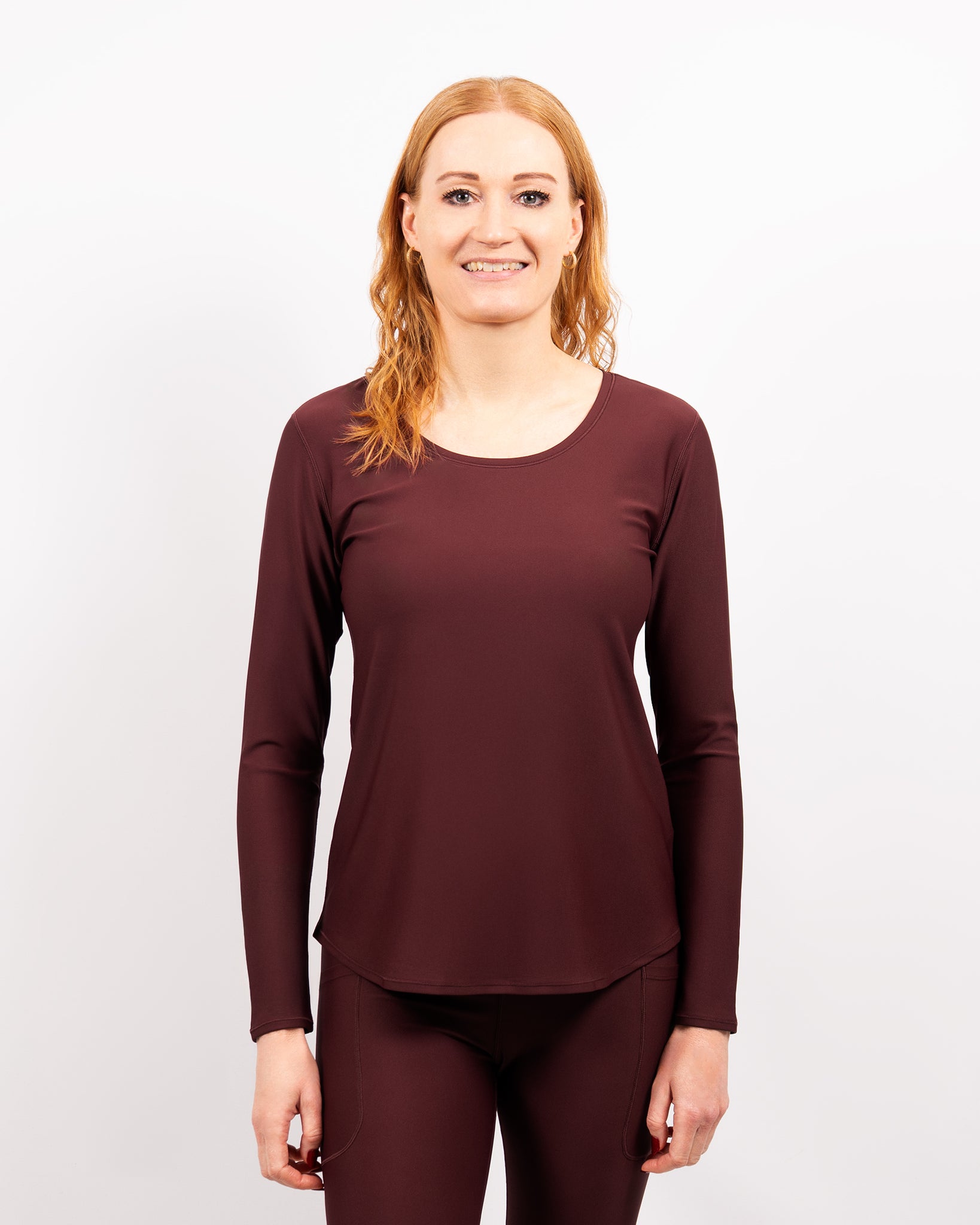 Mira Fitted Deep Bordeaux Long-Sleeve - Huabo
