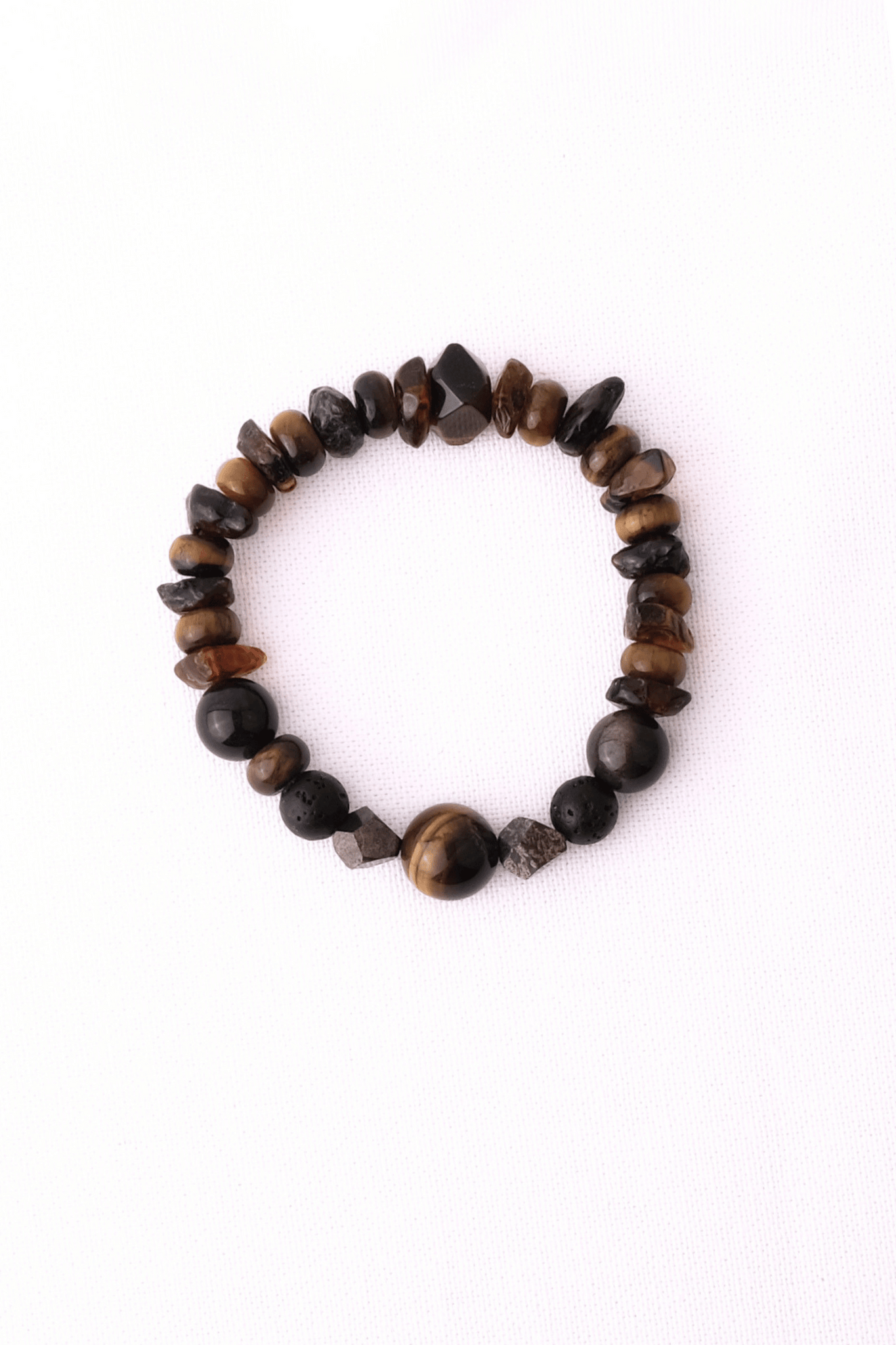 SAVANNE - Armbånd med tigerøje, obsidian, pyrit, lava og rav - PAROL