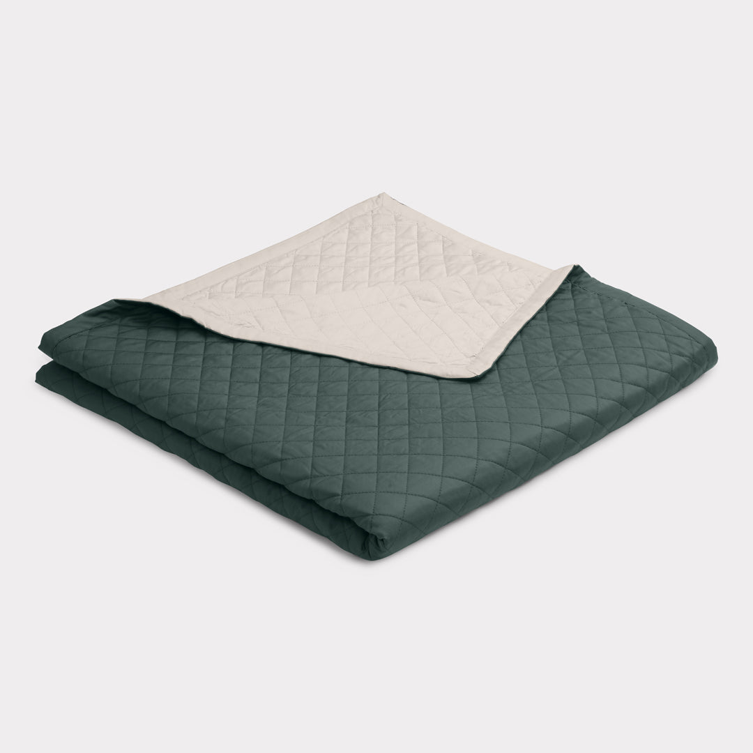 Bambus sengetæppe grøn/beige 260x260 - Bambuni