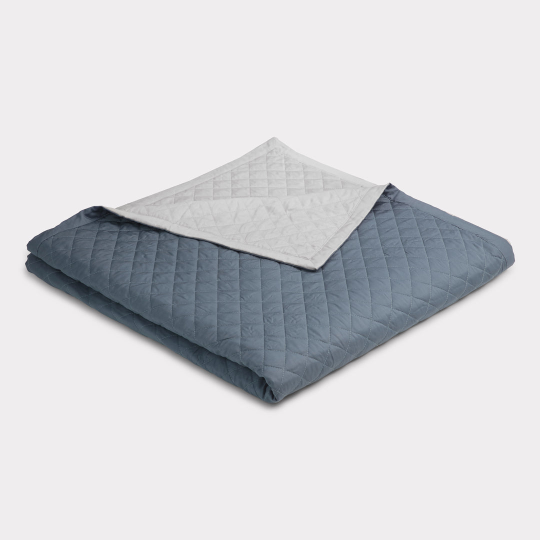 Bambus sengetæppe grålig blå/lysegrå 260x260 - Bambuni