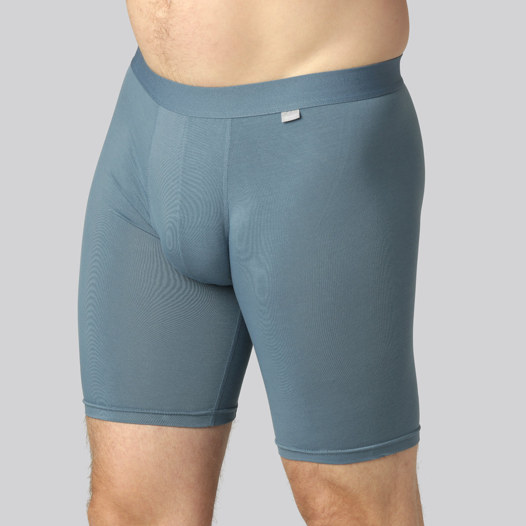 Bambus underbukser i stålblå med ekstra benlængde til mænd - Bambuni