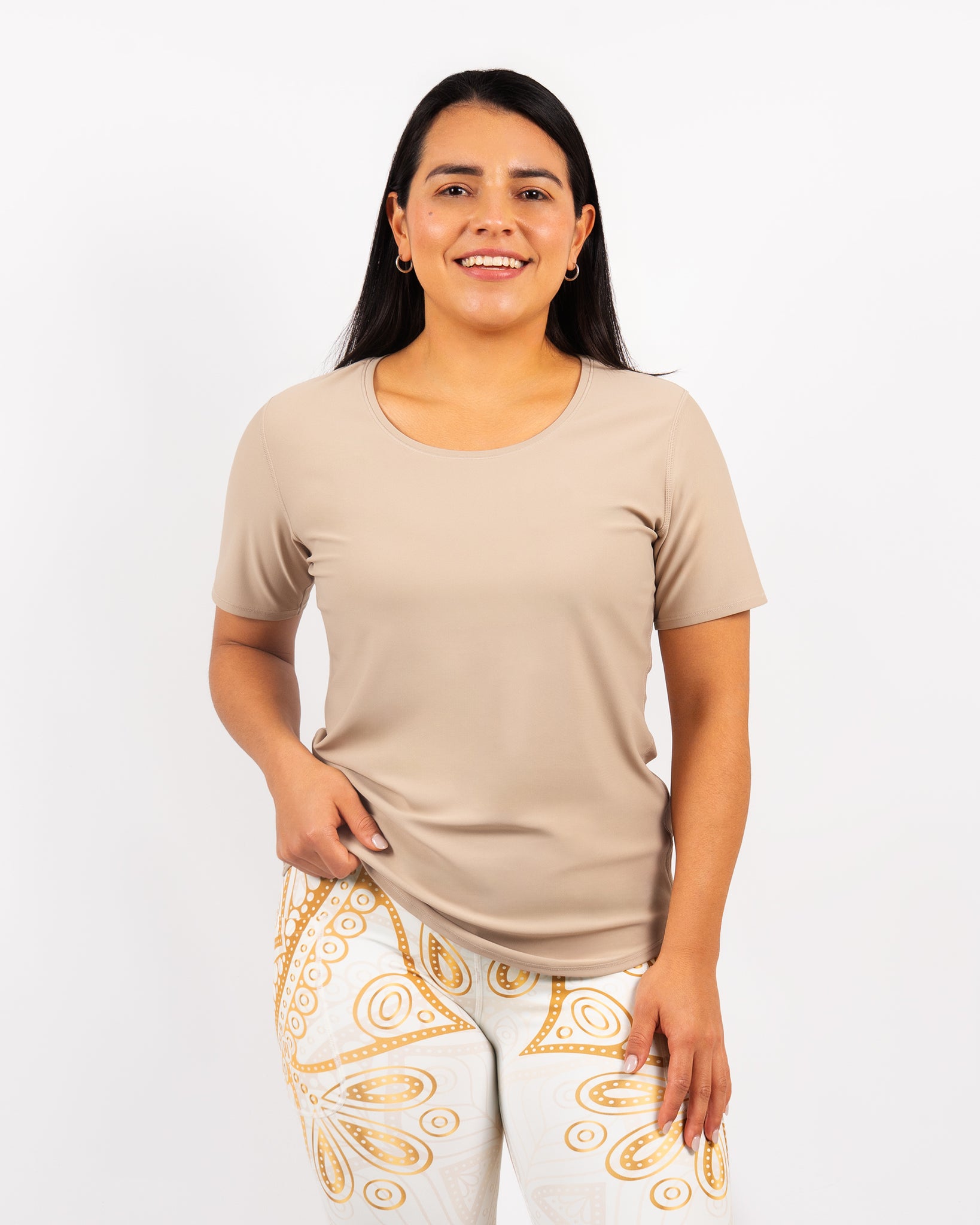 Vigga Fitted Beige T-Shirt - Huabo