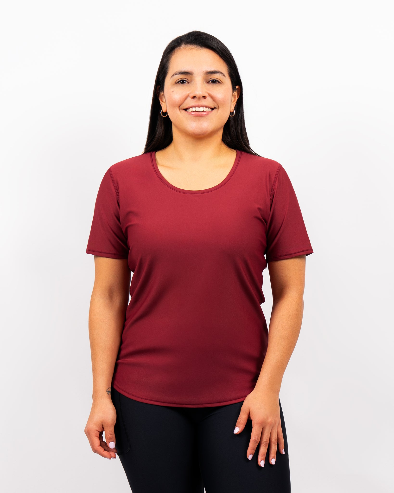 Vigga Fitted Bordeaux T-Shirt - Huabo