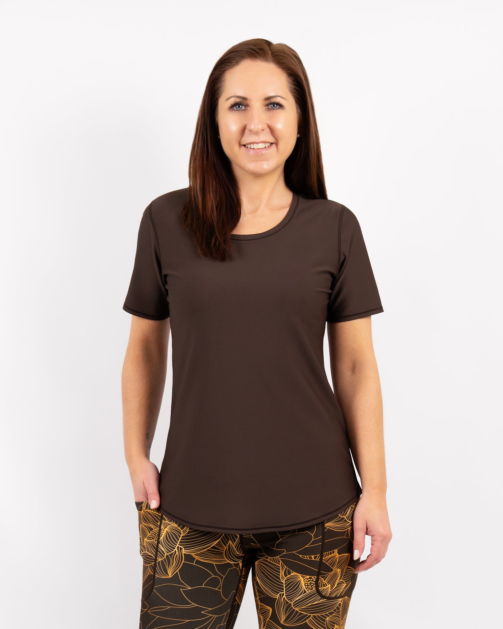 Vigga Fitted Mocha Brown T-Shirt - Huabo