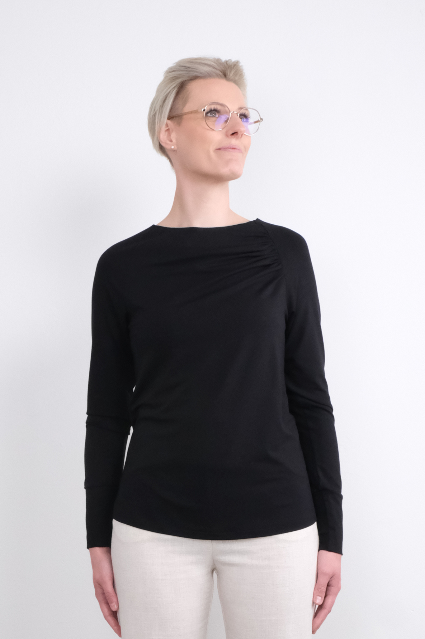 Bambus Bluse sort - PAROL